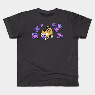 Omnisexual Flag of LGBTQ Support Tiger with Cute Flowers LGBTQ+ Pride Month Kids T-Shirt